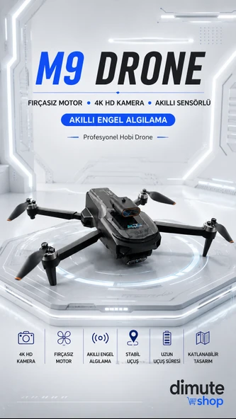 Katlanabilir 4K Kamera Drone Wifi Fpv, 360 Takla, Işık Sensörü INT-M9 ürün görseli 1