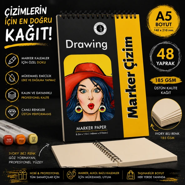 DreamArt Galery Marker Çizim, A5 Boyut, Çizim defteri ürün görseli 1