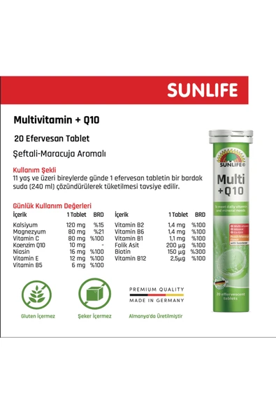 Sunlife Multi +Q10 Multivitamin (20 Tablet) - Resim 2
