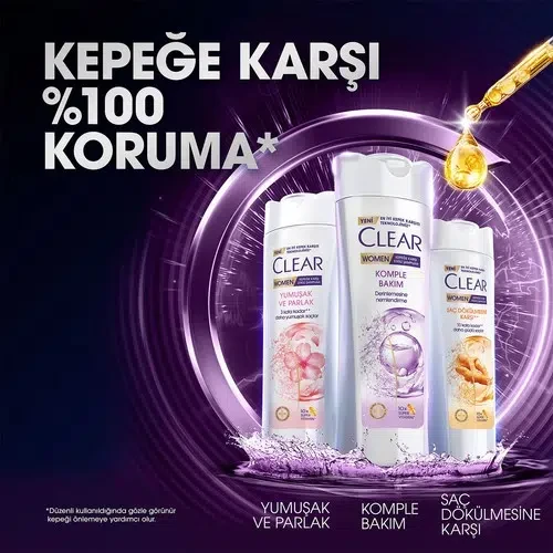 Clear Women Kepeğe Karşı Etkili Şampuan Komple Bakım 350 ml 3 lü set ürün görseli 1