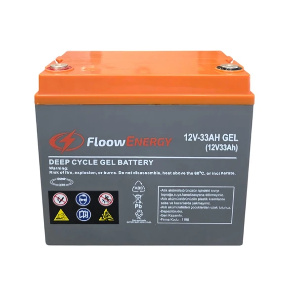 Floow Energy 12V 33Ah Derin Deşarj Jel Akü Bakımsız 2026 Üretim ürün görseli 1