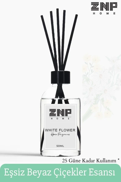 Beyaz Çiçekler | Çubuklu Oda Kokusu Esansiyel Uçucu Diffuser 50ml ürün görseli 1
