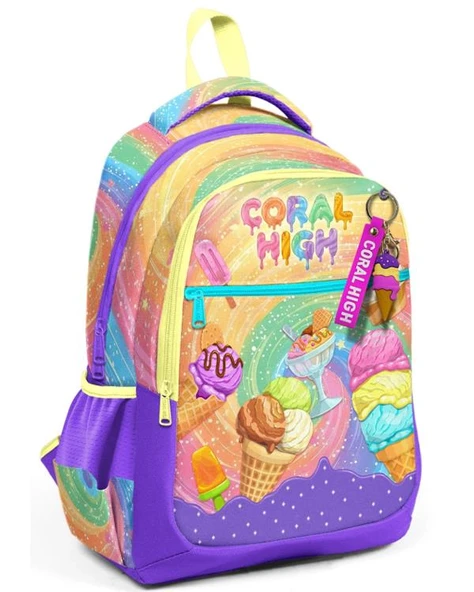 Coral High Milka Dondurma Desenli Üç Bölmeli Okul Sırt Çantası 33254 ürün görseli 1