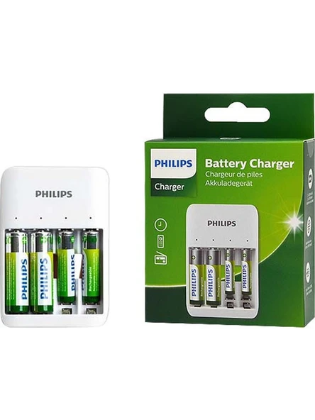 Philips Pil Şarj Cihazı - 4'lü Aa Kalem Pil - 4'lü Aaa Ince Kalem Pil Şarj Cihazı - SCB4013NB/00 2 Adet Aaa 2 Adet Aa Pil Dahil ürün görseli 1