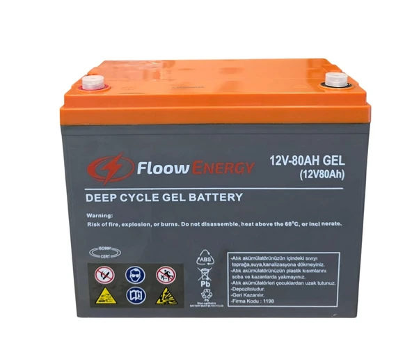 Floow Energy 12V 80Ah Jel Akü Bakımsız Derin Deşarj 2026 Üretim ürün görseli 1