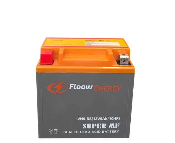 Floow Energy 12V 9Ah 12N9-BS Dikey Bakımsız Motosiklet Aküsü 2026 Üretim ürün görseli 1