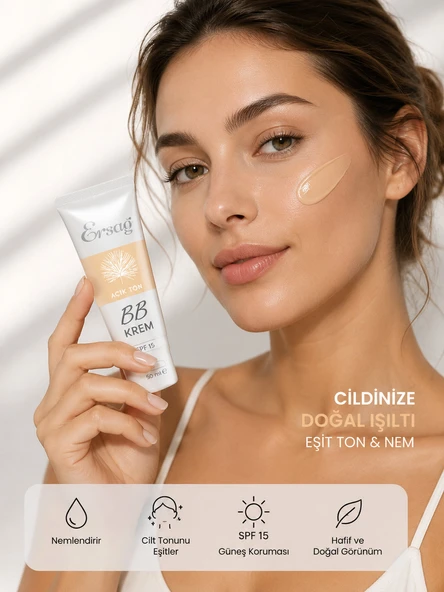 Ersağ BB Krem Açık Ton SPF 15 50 ml Nemlendirici ve Cilt Tonu Eşitleyici ürün görseli 1