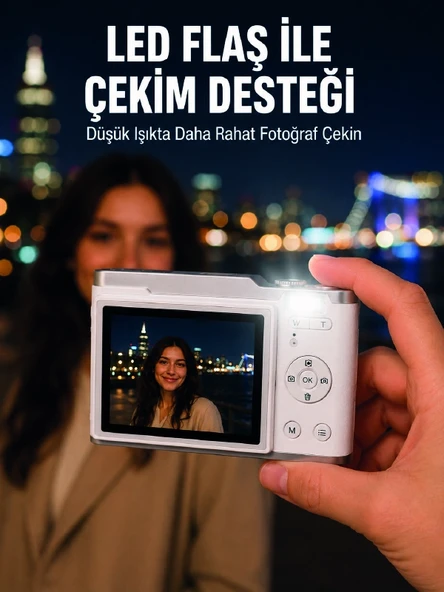 Beyaz 4K Video Kayıtlı 48 MP Dijital Fotoğraf Makinesi Otomatik Odaklama ürün görseli 1