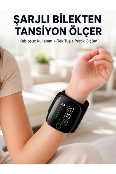 Otomatik Bilekten Tansiyon Ölçer Şarjlı Dijital Ölçüm Cihazı ürün görseli 1