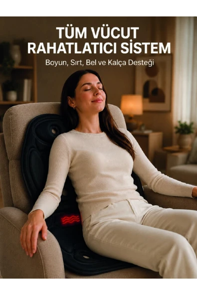 Titreşimli Isıtmalı Koltuk Tipi Masaj Minderi Ergonomik Tasarım ürün görseli 1