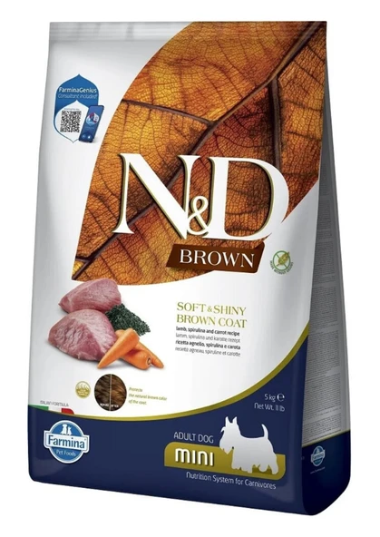 N&D Brown Kuzu Etli Spirulina ve Havuçlu Küçük Irk Yetişkin Köpek Maması 5 Kg ürün görseli 1