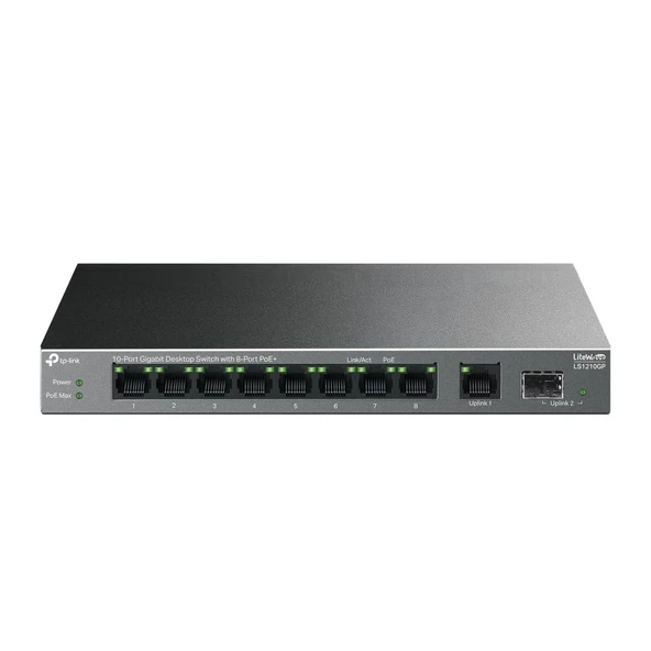 Tp-Link LS1210GP 8 Port Poe+ 10-100-1000 Mbps + 1 Port SFP Switch Metal Kasa ürün görseli 1