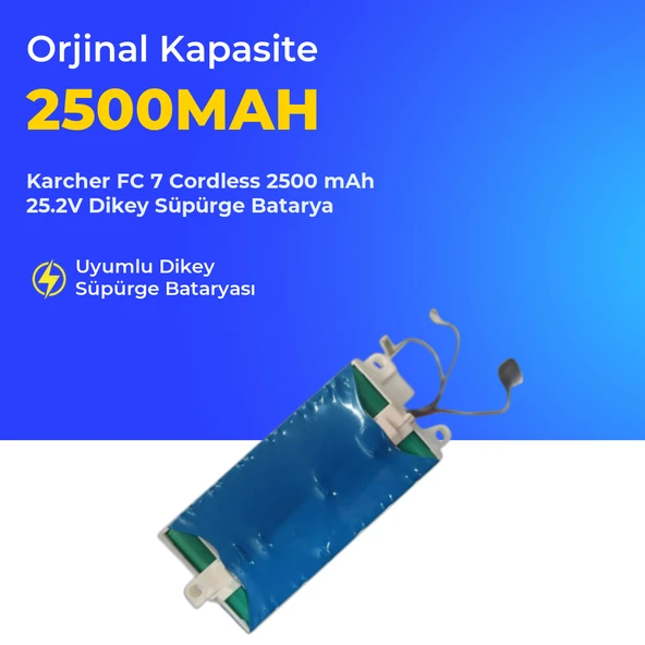 Karcher FC 7 Cordless 2500 mAh 25.2V Dikey Süpürge Batarya ürün görseli 1