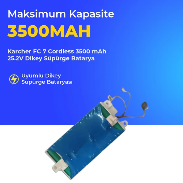 Karcher FC 7 Cordless 3500 mAh 25.2V Dikey Süpürge Batarya ürün görseli 1