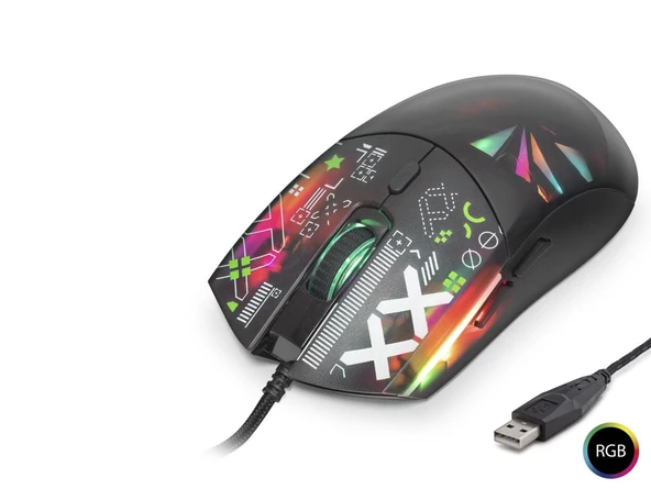 Good Pro G306D Gaming Mouse 7200 Dpi Rgb Cyber Desenli - Siyah ürün görseli 1