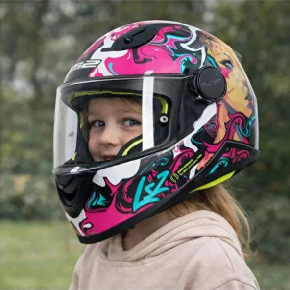 ÇOCUK KASK LS2 KID CYBERG MAT MOR ORJİNAL L - Resim 3