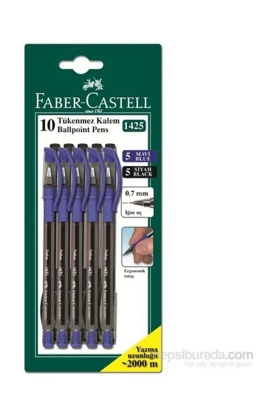 Faber Castell Fc 1425 2 Renk Tükenmez -5 Siyah 5 Mavi 10'lu (5500142510) Tk.k ürün görseli 1