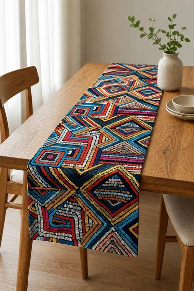Valerine Life Runner Amerikan Servisi 40x140cm Mozaik Yolu Dijital Baskılı Sıvı Geçirmez Masa Örtüsü ürün görseli 1