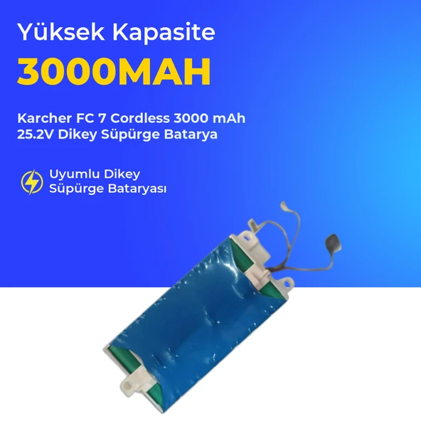 Karcher FC 7 Cordless 3000 mAh 25.2V Dikey Süpürge Batarya ürün görseli 1