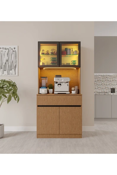 GuneyStore Bambu Mini Komple MDF LED Aydınlatmalı Kahve Köşesi ürün görseli 1