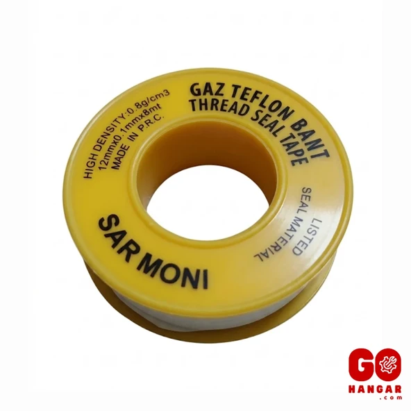 Sarı Gaz Teflon Bandı 12mm x 0.1mm x 8m Sızdırmaz 10 Adet ürün görseli 1