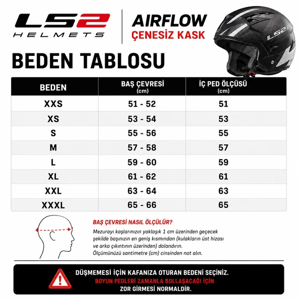ÇENESİZ KASK LS2 AIRFLOW 2 BEYAZ ORJİNAL XL - Resim 4