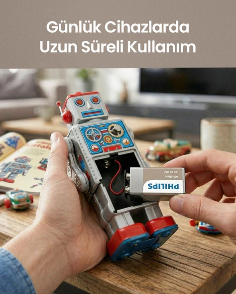 Philips Alkalin 9V Pil - 6LR61A1B/10 - Tekli Paket - Resim 5