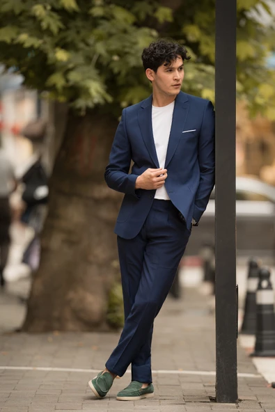 Slimfit Mono Yaka Yarım Astarlı 6 Drop Çift Yırtmaç Modal Takım Elbise ürün görseli 1