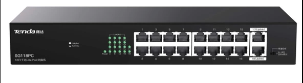 Tenda SG118PC SG118PC 18 Port Gigabit PoE Switch 100-100-1000 167W ürün görseli 1