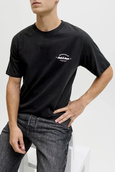 Jack&Jones 12288113 0 Yaka Erkek Tshirt - Siyah ürün görseli 1