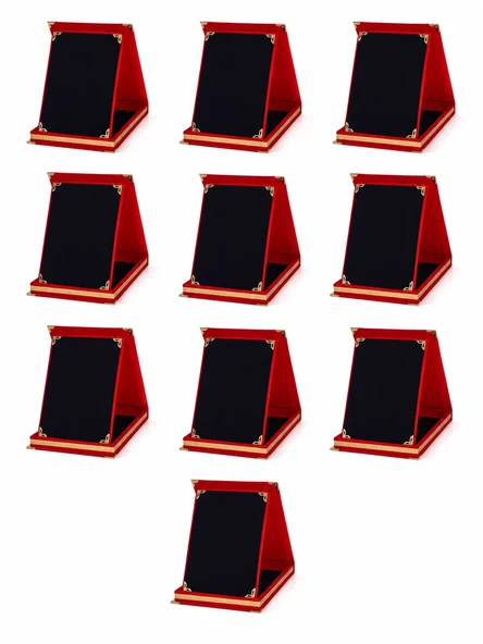 Toplu Plaket - Kırmızı Kadife Plaket - Metalsiz Boş Plaket ( 10 Adet ) ürün görseli 1
