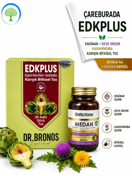Dr. Bronos EDKPLUS Enginar-Deve Dikeni- Karahindiba Karışık Bitkisel Toz & ShiffaHome Medan 60 Kapsül ürün görseli 1