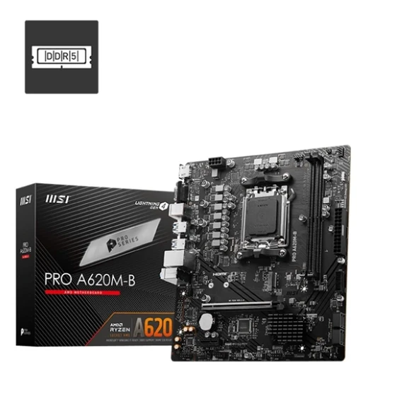 Msı Pro A620M-B AMD A620 AM5 Soket DDR5 6800(OC)MHz mATX Anakart ürün görseli 1