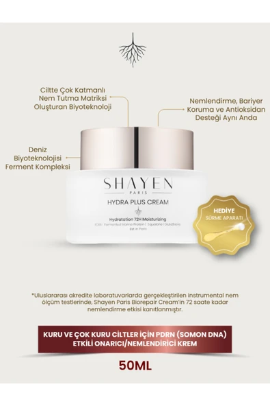 HYDRA PLUS CREAM 72H -Karma Kuru Çok Kuru Ciltler İçin 72 Saat Etkili Yüz Kremi - Somon DNA Yoğun Onarıcı ve 50 ml ürün görseli 1
