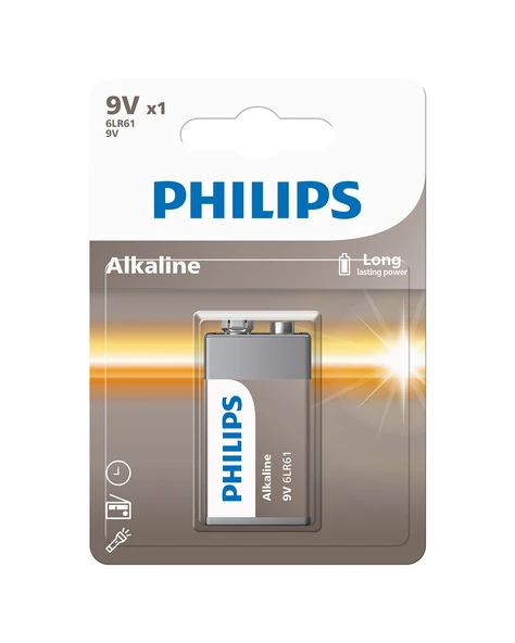 Philips Alkalin 9V Pil - 6LR61A1B/10 - Tekli Paket ürün görseli 1