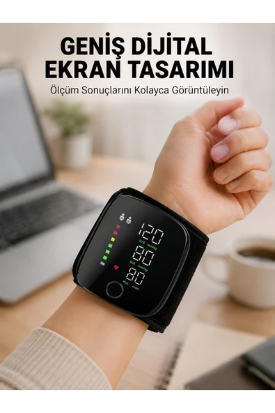 Evde Günlük Kullanıma Uygun Şarjlı Bilekten Tansiyon Ölçüm Cihazı ürün görseli 1