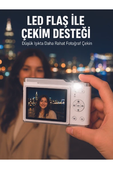 Beyaz 4K Video Kayıtlı 48 MP Dijital Fotoğraf Makinesi Otomatik Odaklama ürün görseli 1