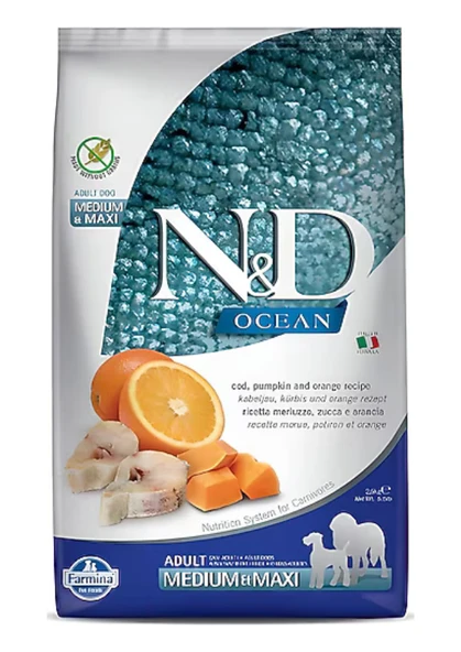 N&D Ocean Tahılsız Balıklı Ve Portakallı Medium-Max Yetişkin Köpek Maması 2.5 Kg ürün görseli 1