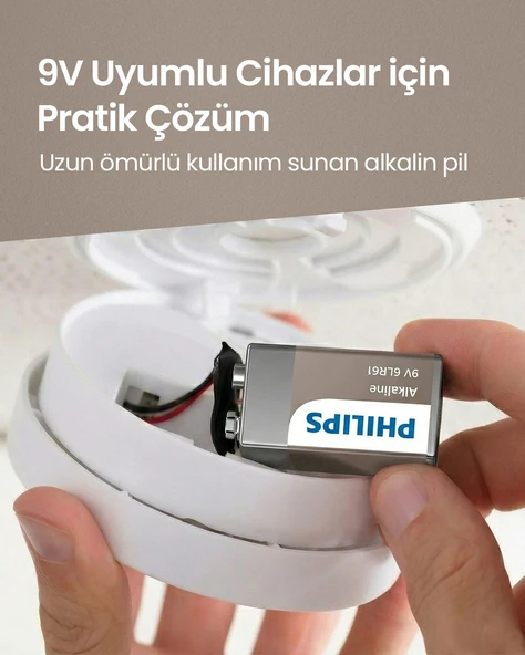 Philips Alkalin 9V Pil - 6LR61A1B/10 - Tekli Paket - Resim 4