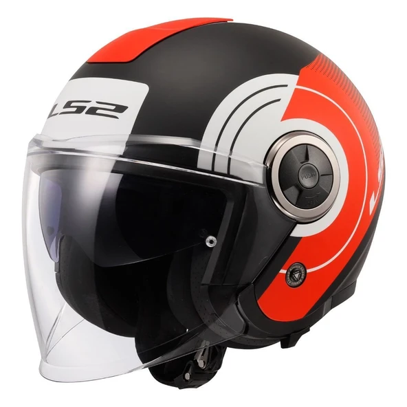 ÇENESİZ KASK LS2 CLASSY DISKO MAT SİYAH KIRMIZI BEYAZ ORJİNAL XL VİZÖRLÜ ürün görseli 1