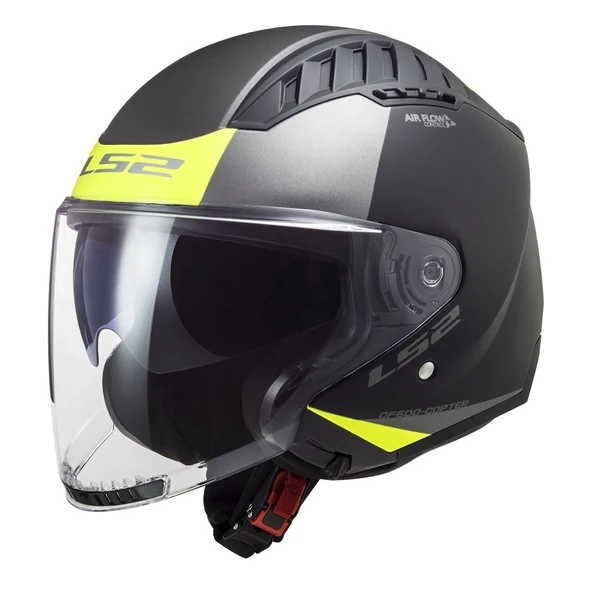 ÇENESİZ KASK LS2 COPTER 2 URBANE MAT SİYAH NEON SARI ORJİNAL L VİZÖRLÜ ürün görseli 1