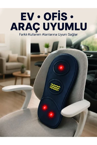 Isıtmalı Bel Masaj Minderi Ev Ofis Araç Uyumlu Titreşimli Destek ürün görseli 1