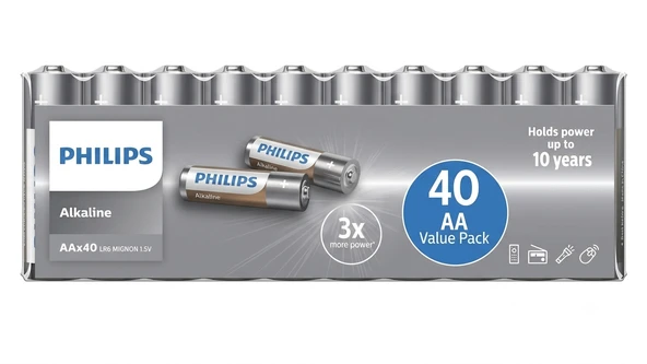Philips Alkalin Aa Kalem Pil 1.5V - LR6A40F/10 - 40'lı Paket ürün görseli 1