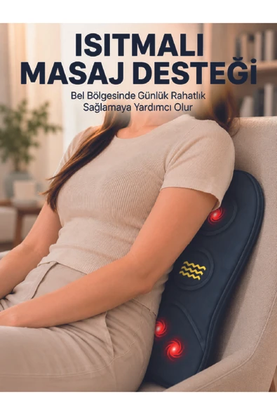 Titreşimli Isıtmalı Sırt ve Bel Masaj Minderi Ergonomik Tasarım ürün görseli 1