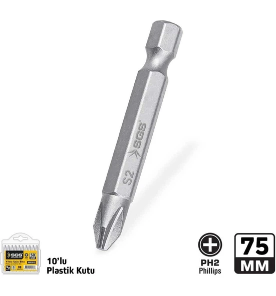 SGS3914 Yıldız Uçlu Bits S2 PH2*75MM Sand-Pro Series - 10 Adet ürün görseli 1