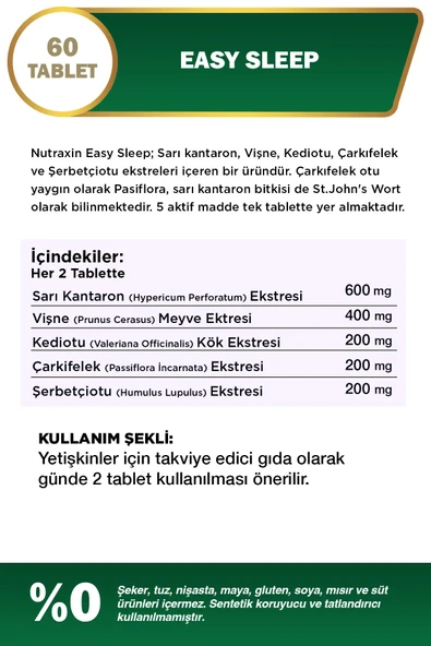 Nutraxin Easy Sleep 60 Tablet - Resim 2