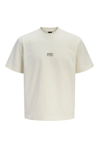 Jack&Jones 12298989 0 Yaka Erkek Tshirt - Krem ürün görseli 1