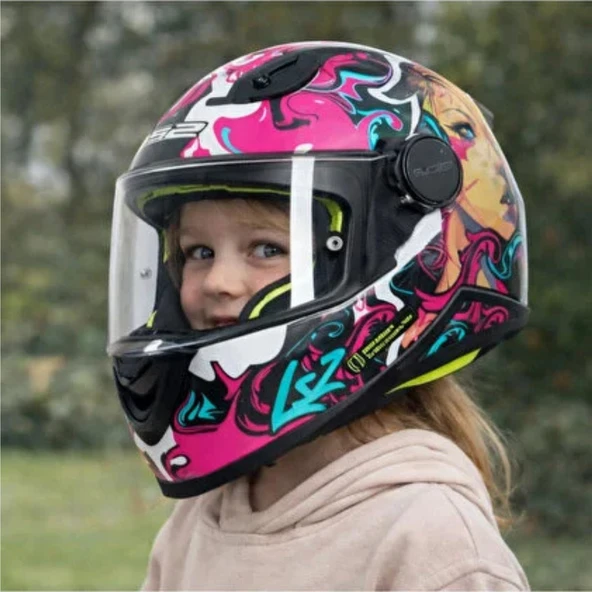 ÇOCUK KASK LS2 KID CYBERG MAT MOR ORJİNAL M - Resim 3
