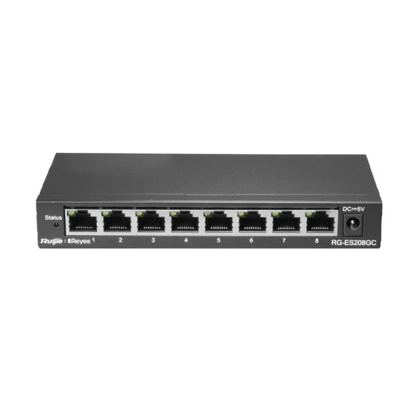 Ruijie-Reyee RG-ES208GC 8 Port 10-100-1000 Mbps Yönetilebilir Switch Çelik Kasa ürün görseli 1