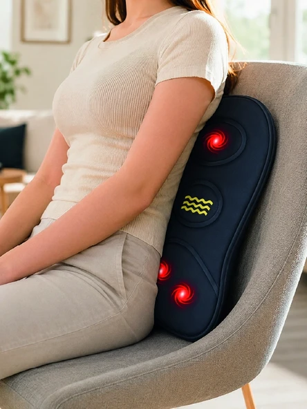 Ergonomik Isıtmalı Bel Masaj Minderi Sırt Destek Minderi - Resim 3